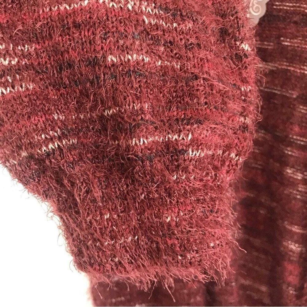 Knox Rose Burgundy‎ Space Dye Eyelash Knit Belted Cardigan Sweater Womens XL - Picture 10 of 11